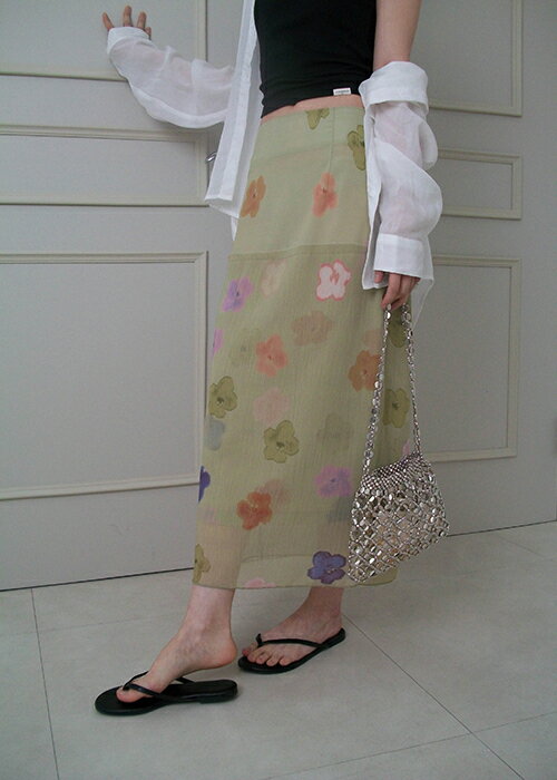 ハワイフラワーロングスカート スカート レディース｜韓国 frombeginning｜コーディブック