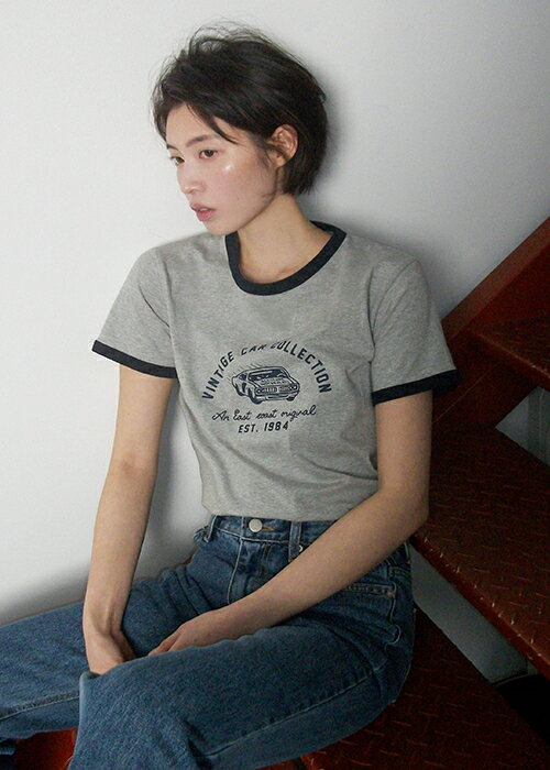レーシング切り替え半袖Tシャツ 半袖 Tシャツ Tシャツ レディース｜韓国 frombeginning｜コーディブック