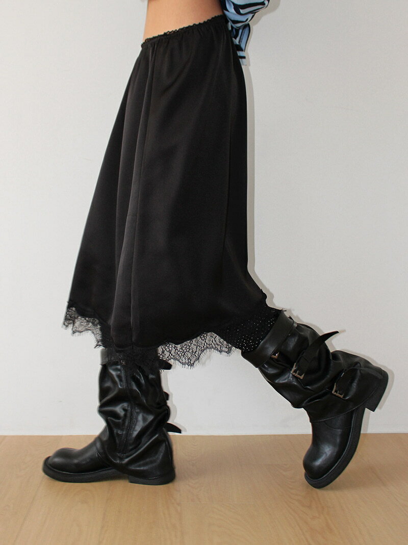 SATIN LACE MIDI SKIRT スカート フレアスカート レディース｜韓国 AAKE｜コーディブックのサムネイル