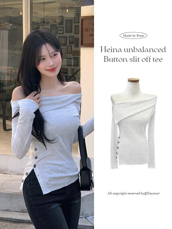 ヘナアンバルボタンスリットオフTシャツ 長袖 Tシャツ レディース｜韓国 Dayroze｜コーディブック