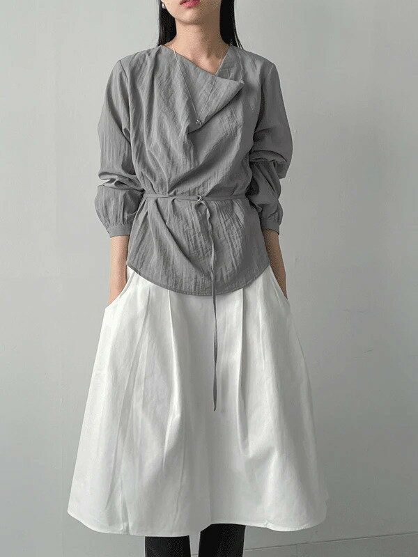 カウルベルテッドルーズフィットブラウス ブラウス レディース｜韓国 inchant me｜コーディブック