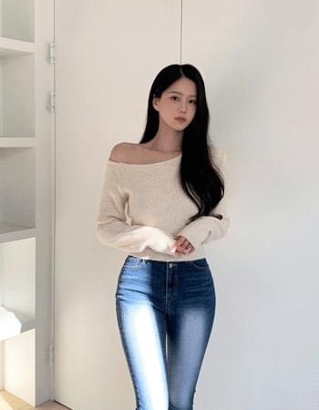 ルーブワンオフショルダーエリフィットニット ニット セーター レディース｜韓国 whitemood｜コーディ..