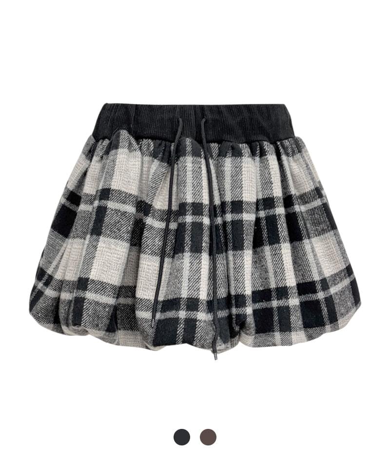 ジンジャーチェックバルーンスカート スカート スウェットパンツ レディース｜韓国 Cozy&Kitsch｜コー..