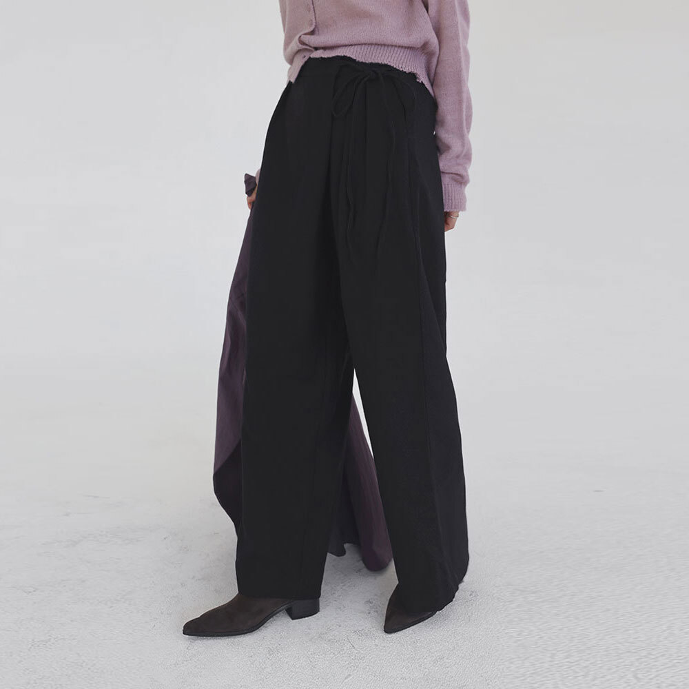 アルトラップツーピンタックオーバーワイドスラックス パンツ ワイドパンツ レディース｜韓国 common u..