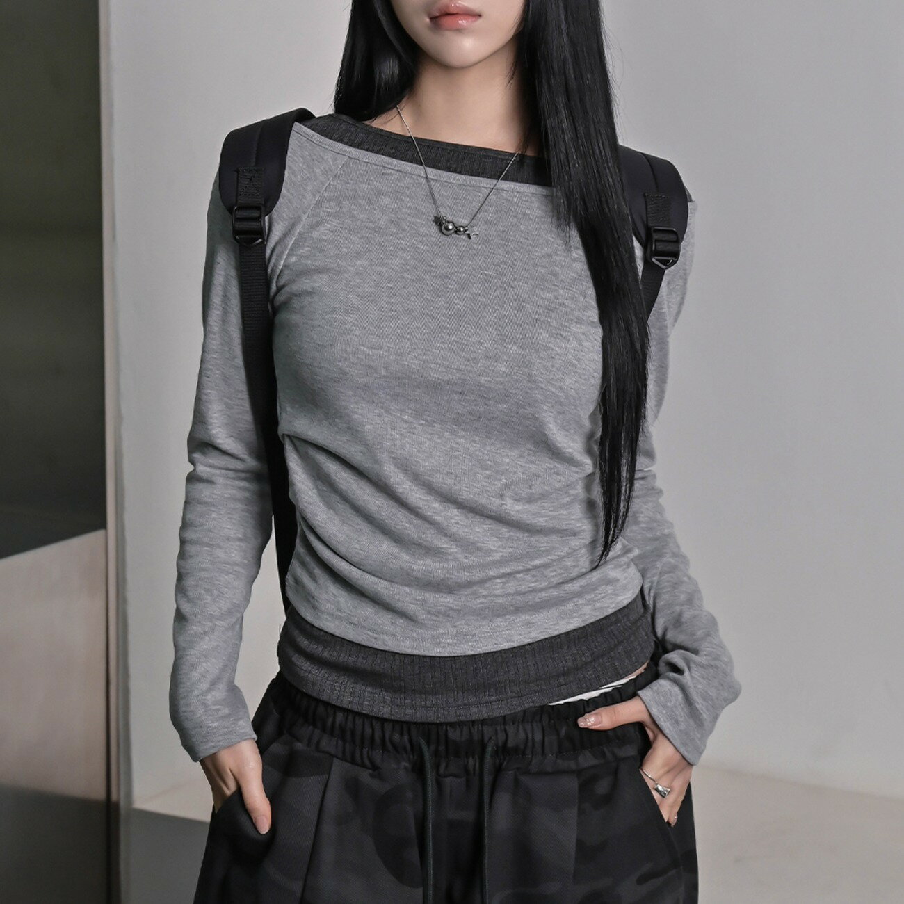 ディコンレイヤード長袖Tシャツ 長袖 Tシャツ レディース｜韓国 binary01｜コーディブック