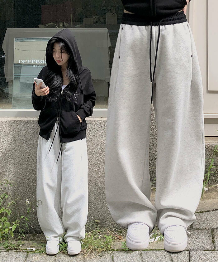 カネット配色ストリングワイドトレーニングパンツ パンツ スウェットパンツ レディース｜韓国 J-BLIN｜コーディブック