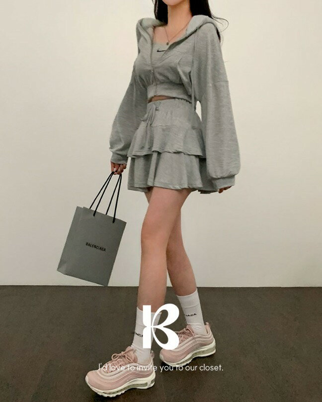 ティアードスカート+パーカーセット スカート レディース｜韓国 BEIDELLI｜コーディブック