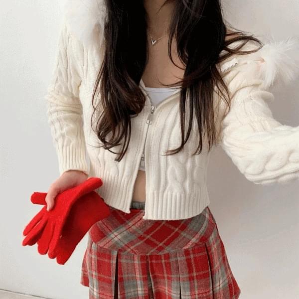 バニーツーウェイファーフードニットジップアップカーディガン3color カーディガン / ベスト カーディガン レディース｜韓国 lipkko｜コーディブック