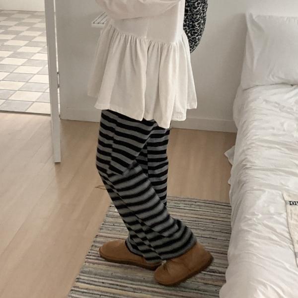 ホミンストライプガラワイドバンディングパンツ パンツ レギンス レディース｜韓国 HEYLADY｜コーディブック