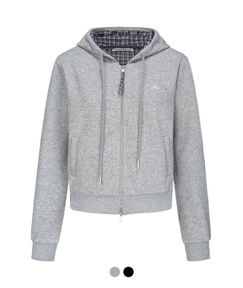 ブルックリンチェック裏地フードジップアップ ジップアップ フードパーカー レディース｜韓国 Cozy&Kitsch｜コーディブック(4)