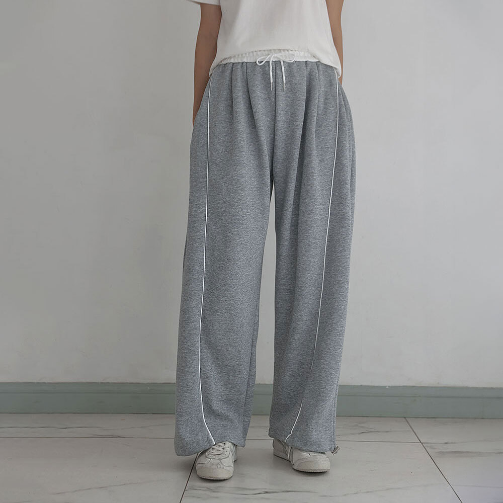 オールビーバンディングサイドライントレーニングワイドパンツ パンツ スウェットパンツ レディース｜韓国 common unique｜コーディブック