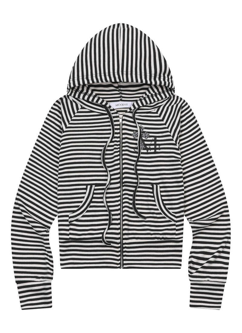 サハラレオパードクロスストライプラグランフードジップアップ ジップアップ フードパーカー レディー..