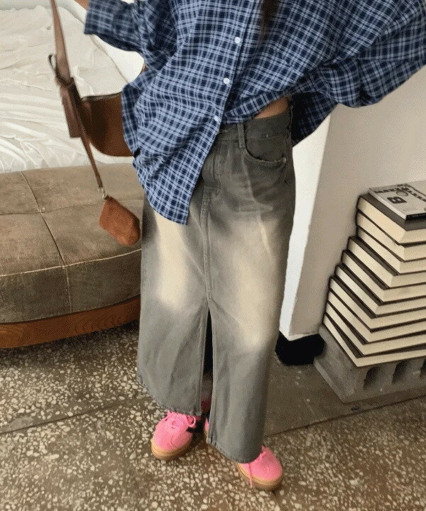 トリーエッグブルー中清デニムスカート ブルースカート 秋 ロングスカート 2 color スカート デニムス..