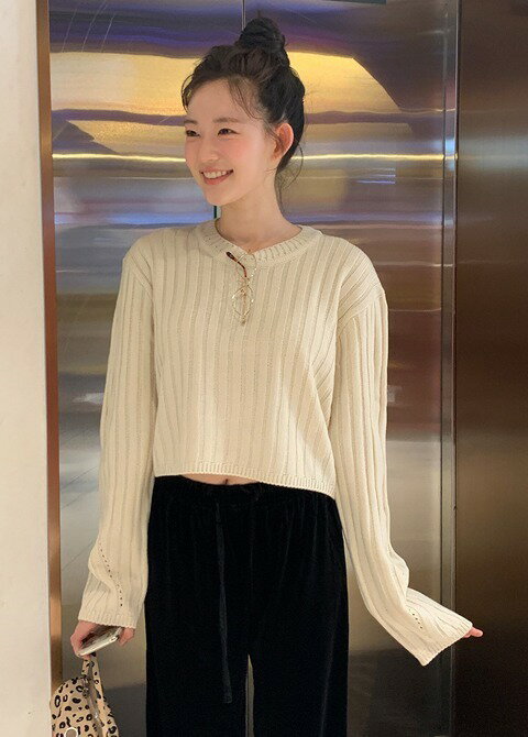 ランナーズロングスリーブリブニット ニット セーター レディース｜韓国 from beginning｜コーディブック