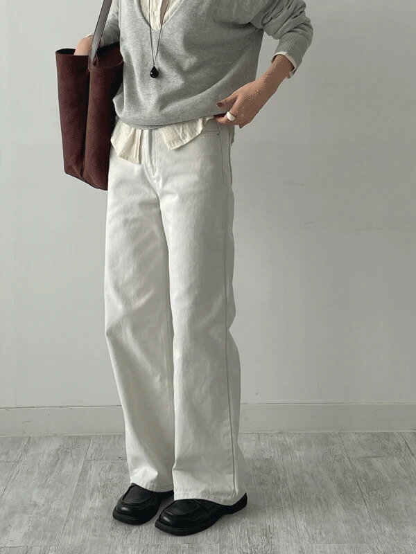 261セミワイドコットンパンツ パンツ チノパンツ レディース｜韓国 inchant me｜コーディブック