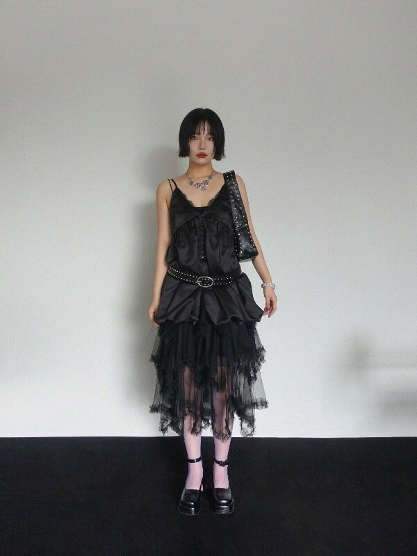 SATIN HOOK BALLOON MINI DRESS ミニワンピース チュールドレス レディース｜韓国 VIVIC｜コーディブック