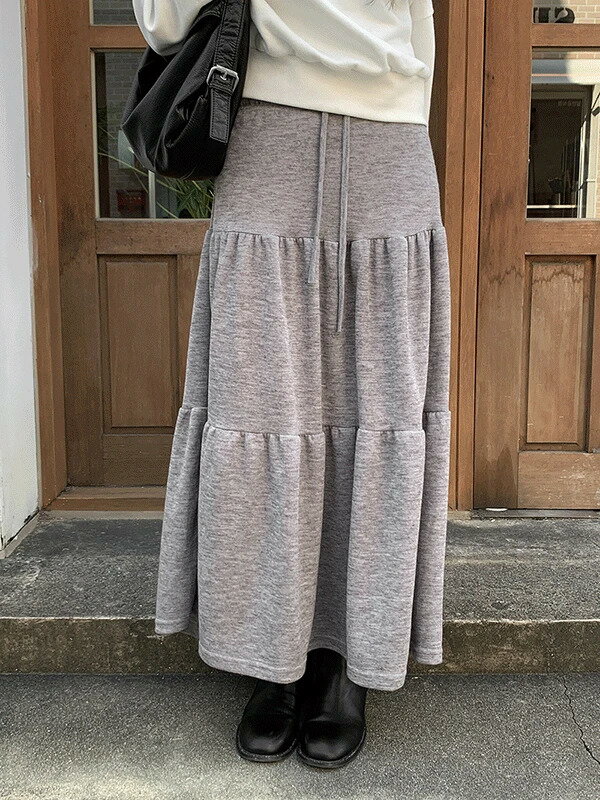 カーネットカンカンフレアマキシロングスカート スカート ラッフルスカート レディース｜韓国 frenchaube｜コーディブック