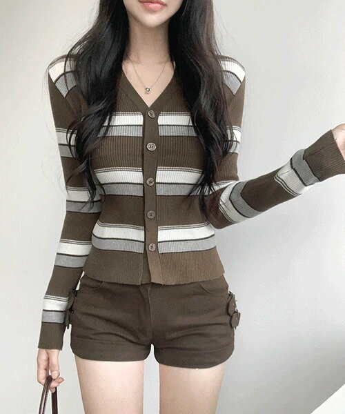 チェスナッツストライプカーディガン カーディガン / ベスト カーディガン レディース｜韓国 secon'de ..