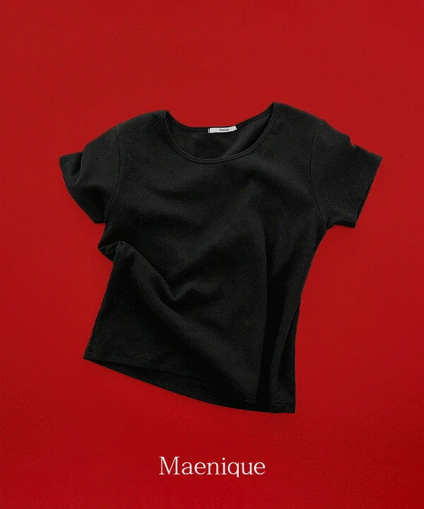 レイブンルーズフィット裏毛ラウンドネック半袖Tシャツ 半袖 Tシャツ Tシャツ レディース｜韓国 MAENIQUE｜コーディブック