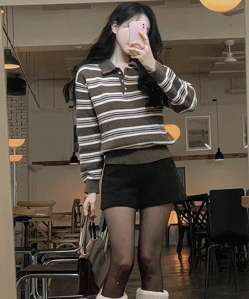 ピンチカラー単ガラニット ニット レディース｜韓国 secon'de secon｜コーディブック