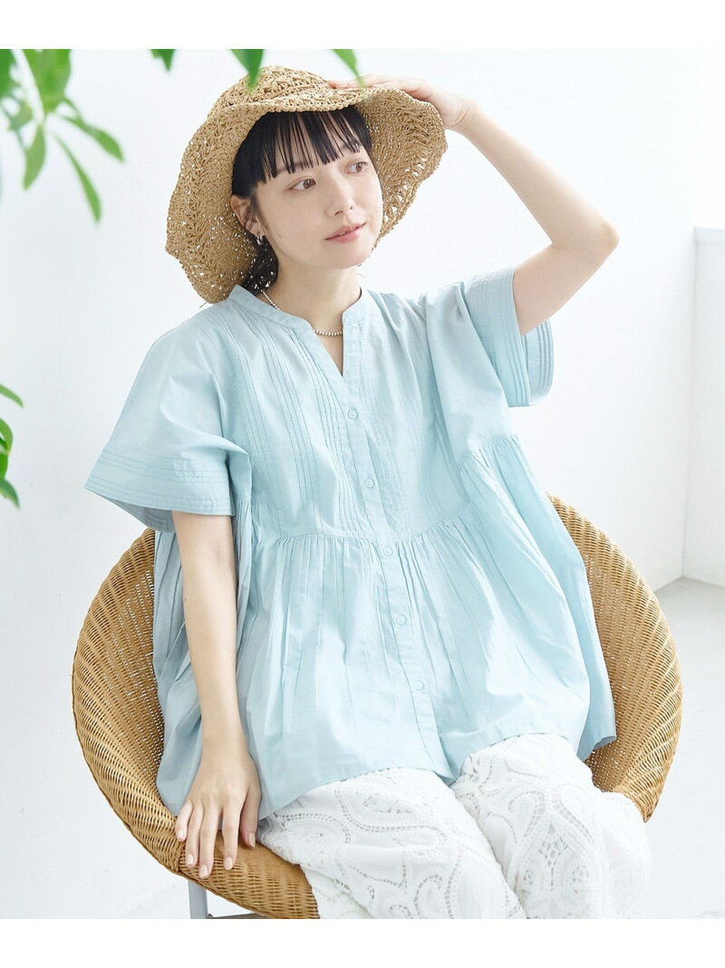 【SALE／5%OFF】【MARKET(マーケット)】スキッパーピンタックブラウス(インフルエンサー紹介アイテム) coen コーエン トップス シャツ・ブラウス ブラック ホワイト ブルー【RBA_E】【送料無料】[Rakuten Fashion]