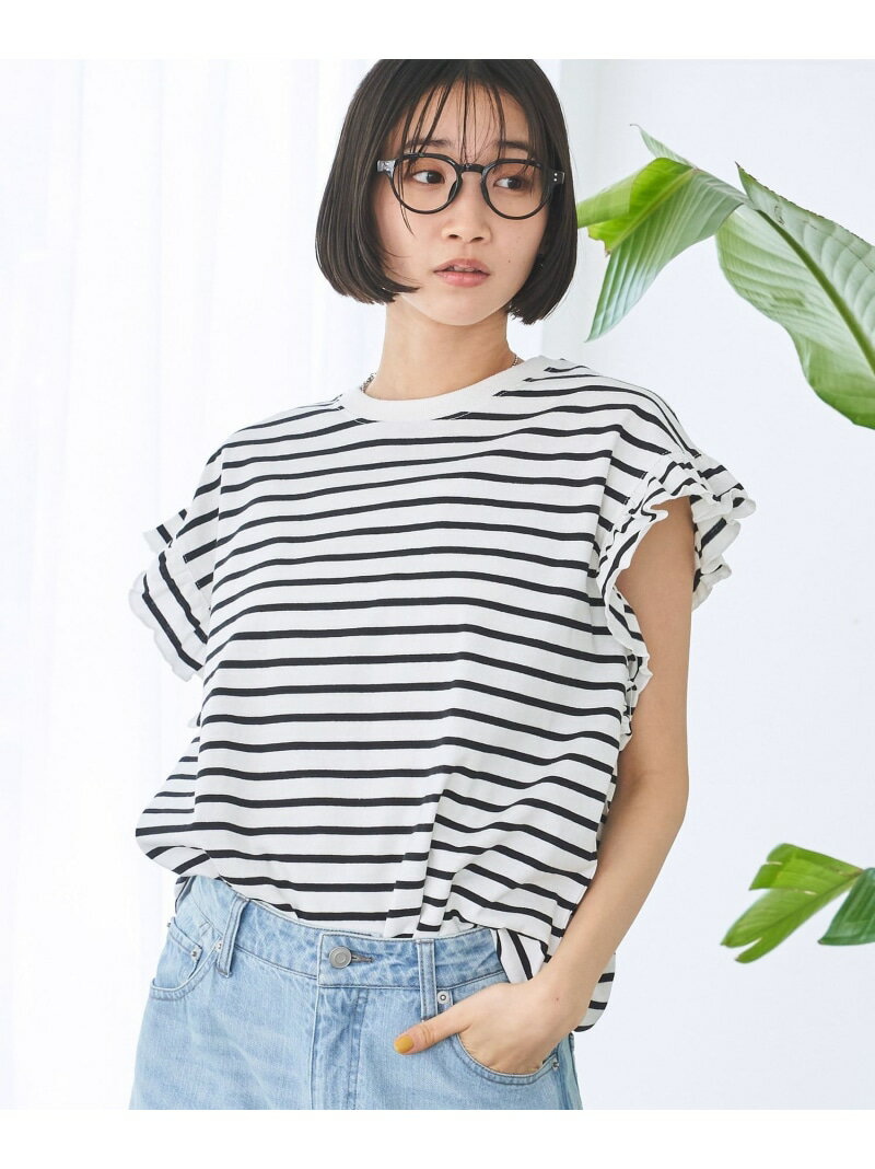 【SALE／50%OFF】ボーダーフリルカットソー coen コーエン トップス カットソー・T...