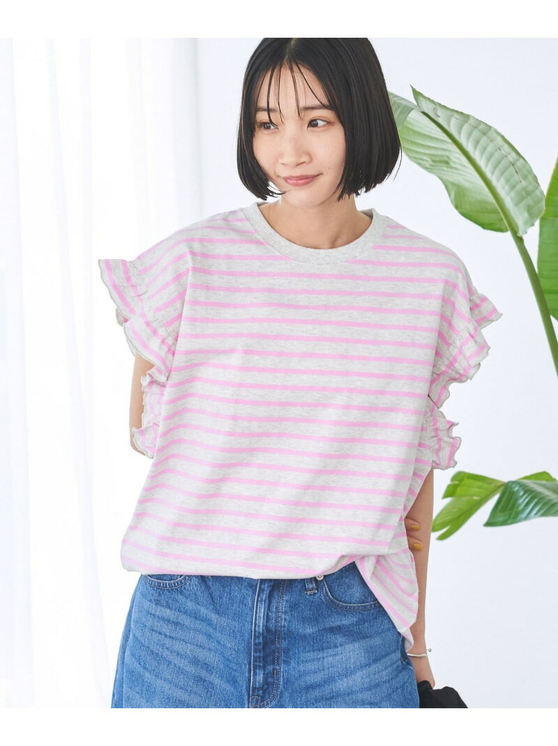 【SALE／50%OFF】ボーダーフリルカットソー coen コーエン トップス カットソー・T...