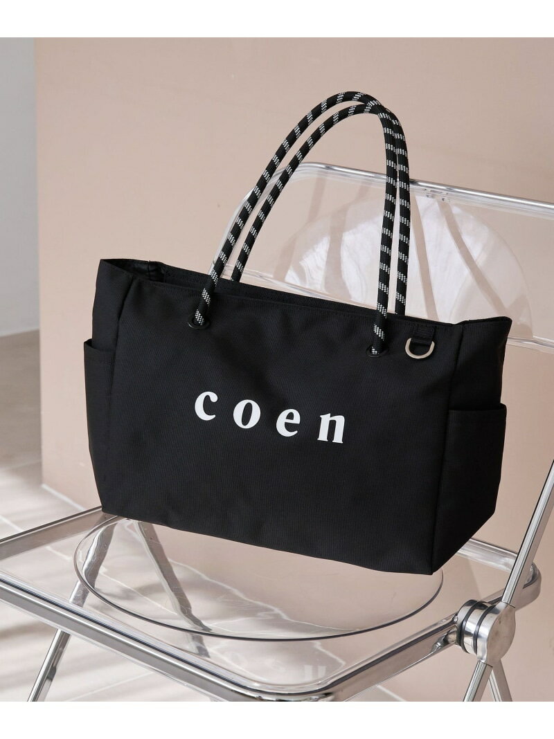 coen(コーエン)ロゴ ポリキャンバスショルダーバッグ(WEB限定カラーあり) coen コーエン バッグ ショルダーバッグ ベージュ ネイビー ブラック グレー[Rakuten Fashion]
