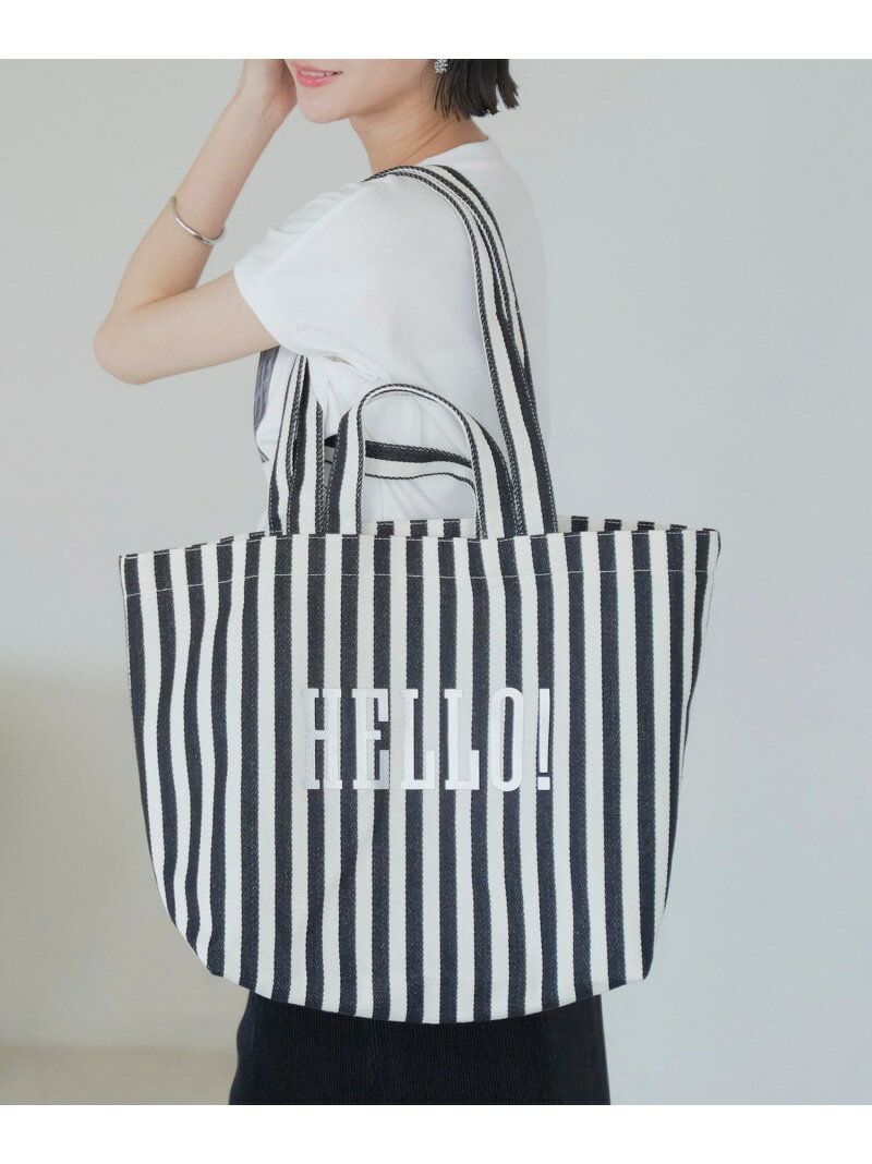 【SALE／15%OFF】HELLO ストライプビッグトートバッグ coen コーエン バッグ トートバッグ レッド ブラック【RBA_E】[Rakuten Fashion]