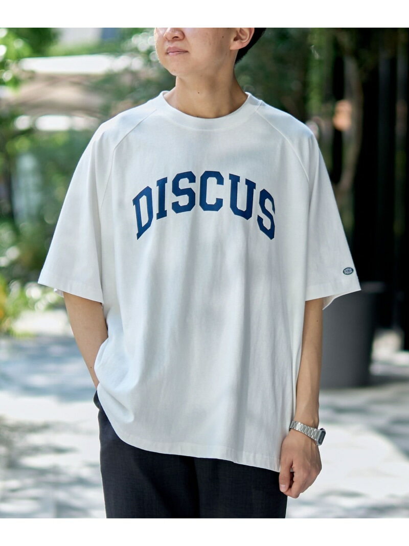 DISCUS(ディスカス)別注ナンバープリントTシャツ coen コーエン トップス カットソー・Tシャツ グリーン ネイビー ホワイト