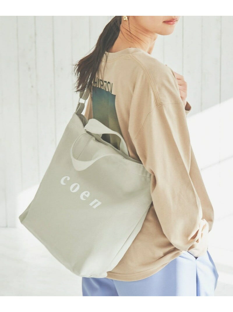 coen2WAYロゴトートバッグ スペシャルカラー coen コーエン バッグ トートバッグ グレー ベージュ[Rakuten Fashion]のサムネイル