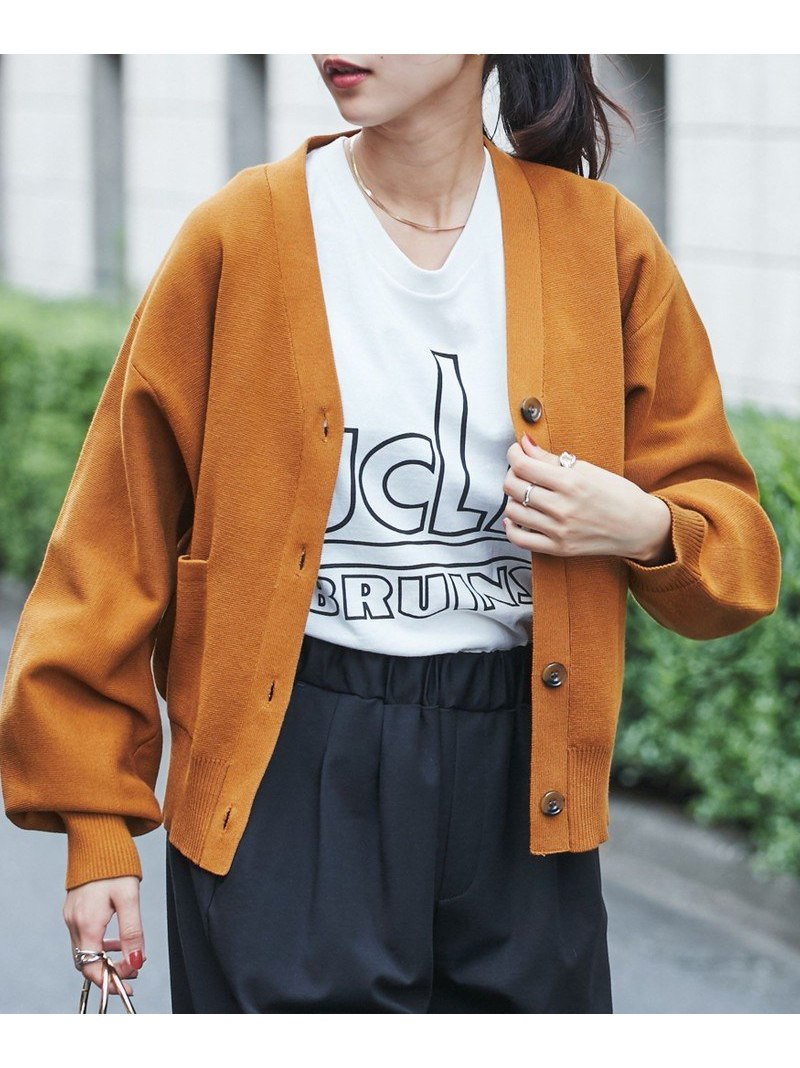 【SALE／20%OFF】【WEB限定】[洗える]マシュマロミラノリブVネックカーディガン(セットアップ対応可能) coen コーエン トップス カーディガン イエロー ホワイト ブラック ピンク【RBA_E】[Rakuten Fashion]のサムネイル