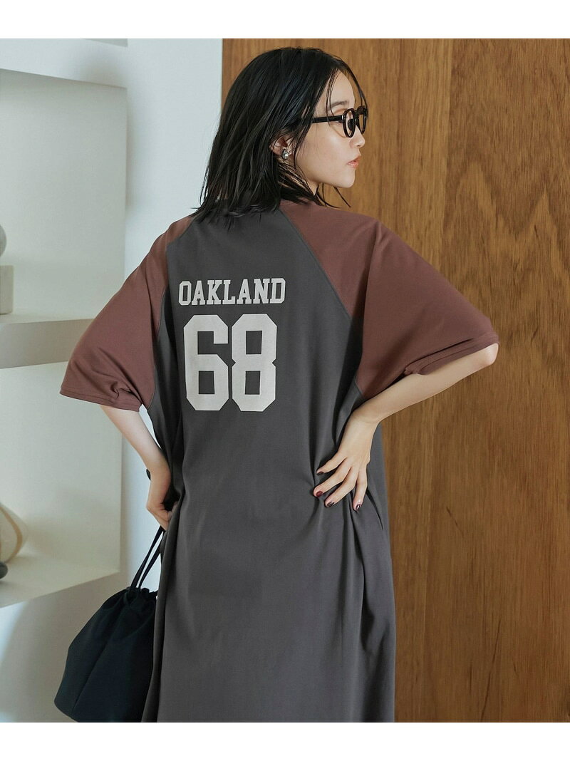 【汗染み軽減】アソートナンバリングロゴプリント ラグランTシャツワンピース coen コーエン ワンピース・ドレス ワンピース グレー ベージュ【送料無料】[Rakuten Fashion]