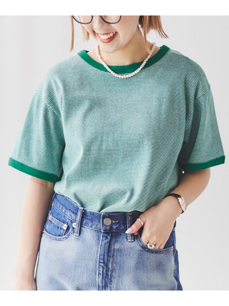 【SALE／16%OFF】フライスマイクロボーダーTシャツ coen コーエン トップス カットソー・Tシャツ ブラック グレー ブラウン イエロー ブルー【RBA_E】[Rakuten Fashion]のサムネイル