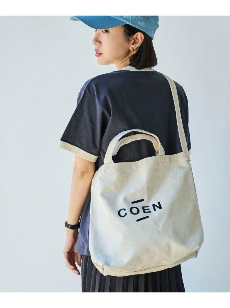 コーエン トートバッグ レディース COENロゴ2WAYトートバッグ coen コーエン バッグ トートバッグ ホワイト ブラック[Rakuten Fashion]