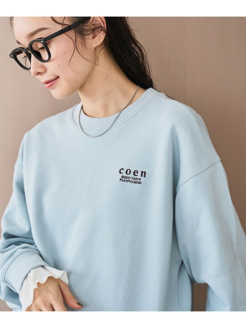 【SALE／5%OFF】COEN(コーエン)ロゴ刺繍 C/N裏毛スウェット【YouTube紹介アイテム】 coen コーエン トップス カットソー・Tシャツ ホワイト グレー ブラック ブルー レッド ブラウン【RBA_E】[Rakuten Fashion]のサムネイル