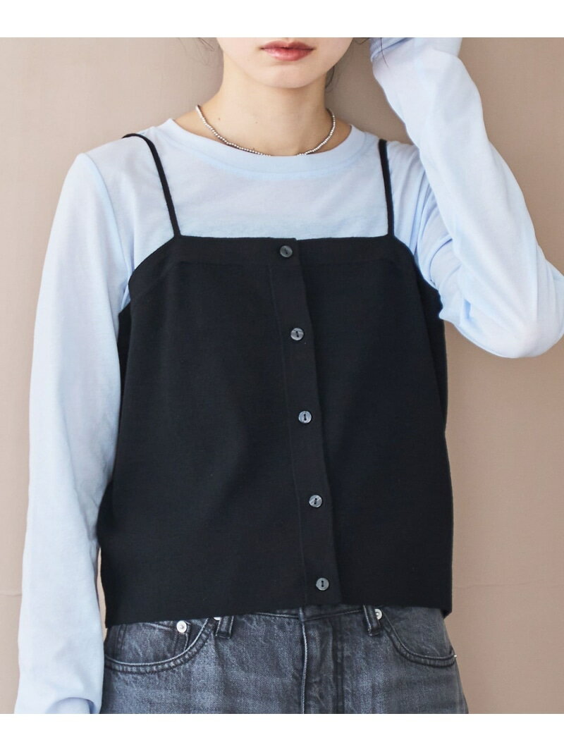 【SALE／30%OFF】ウール混 ソウバリニットキャミソール coen コーエン トップス ニット ブラック ブラ..