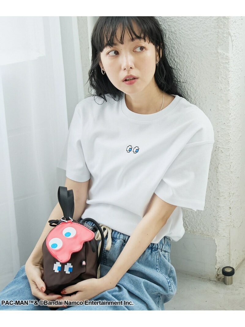 【SALE／20%OFF】【PAC-MAN(パックマン)別注】EYEデザイン フライスコンパクト刺繍Tシャツ coen コーエン トップス カットソー・Tシャツ ブラック ホワイト グレー【RBA_E】[Rakuten Fashion]