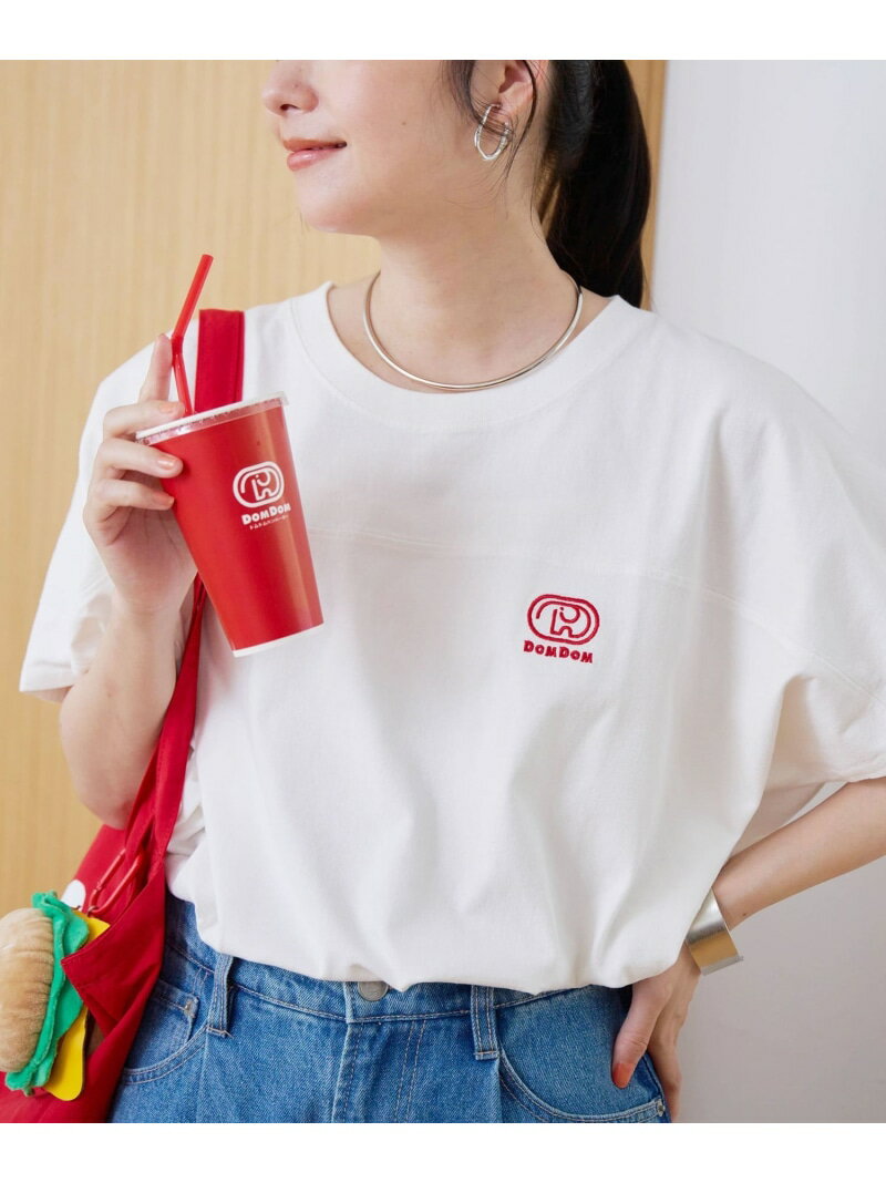 【DOMDOM(ドムドム)*coen】ワンポイント刺繍フットボールTシャツ coen コーエン トップス カットソー・Tシャツ レッド ホワイト グレー[Rakuten Fashion]