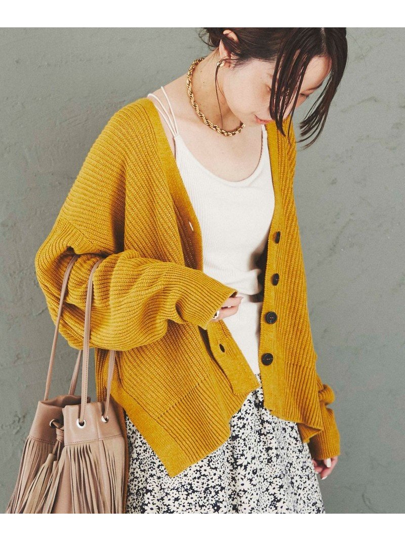 【SALE／33%OFF】[洗える]カタアゼリラックスVネックカーディガン#(WEB限定カラー) coen コーエン トップス カーディガン イエロー ホワイト ブラック グレー ブラウン オレンジ グリーン ネイビー【RBA_E】[Rakuten Fashion]のサムネイル