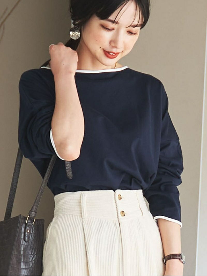 【SALE／37%OFF】【WEB限定】大人カジュアルが決まる.パイピングシャツテールプルオーバー coen コーエン トップス カットソー・Tシャツ ネイビー ホワイト ブラック ベージュ【RBA_E】[Rakuten Fashion]のサムネイル
