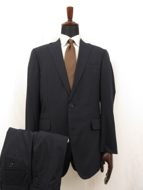 【スーツセレクト SUIT SELECT】 シングル2ボタン 2パンツスーツ (メンズ) sizeA6 ネイビー系 ストライプ柄 SLY0062 ●28RMS5675●【中古】