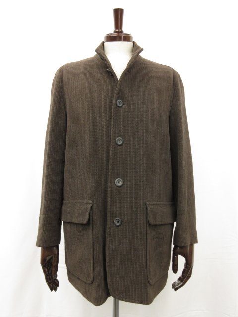 【エルメネジルドゼニア Ermenegildo Zegna】織柄 マオカラージャケット ブルゾン (メンズ) sizeS/48 ダークブラウン系 伊製 ■17MB3327■【中古】