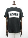 超美品 【エムエスジーエム MSGM】 コットン素材 クルーネック ブランドロゴプリント 半袖カットソー (メンズ) XS 黒×白 ■31MT5083■【中古】