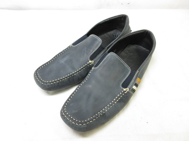 【トッズ TOD'S】 ヌバックレザー スリッポン ドライビングシューズ 紳士靴 (メンズ) size8.5 ネイビー系 ■30MZA5321■【中古】