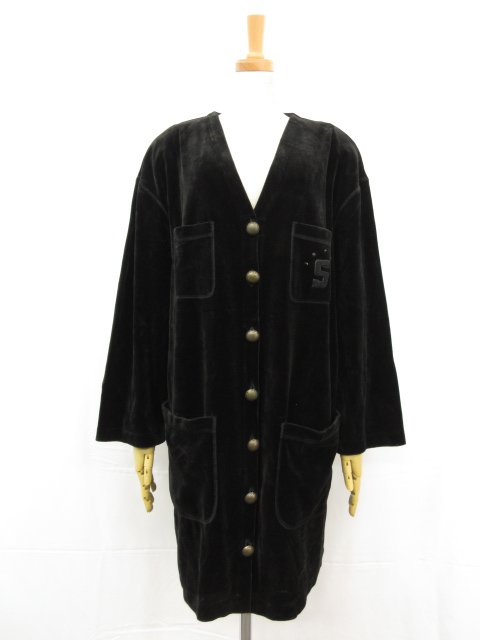 アーカイヴ【ソニアリキエル SONIA RYKIEL】ベロア ロングカーディガン ワンピース(レディース) M ブラック フランス製□32LB1898【中古】