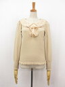 美品【トゥービーシック TO BE CHIC】スパンコール×ビース装飾 ラウンドカラーニット (レディース) 2 ベージュ W5N11-465-40 □33LN...