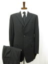 超美品【コルネリアーニ CORNELIANI】Super100s 3Bスーツ (メンズ) size46/6R ブラック×グレー系 ストライプ柄 イタリア製 □3...