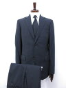 美品【グローバルスタイル GLOBAL STYLE】 ジョンホスター生地 シングル2ボタンスーツ (メンズ) size46相当 黒に近いネイビー □33RMS0...