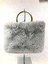 超美品 【銀座かねまつ GINZA Kanematsu】 ふわふわ フェイクファー ハンドバッグ (レディース) ライトグレー ◯5LG3155◯【中古】